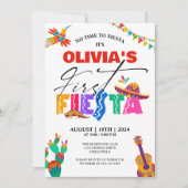 ファースト・フィエスタカラフル – メキシコ1歳の誕生日 招待状 (正面)