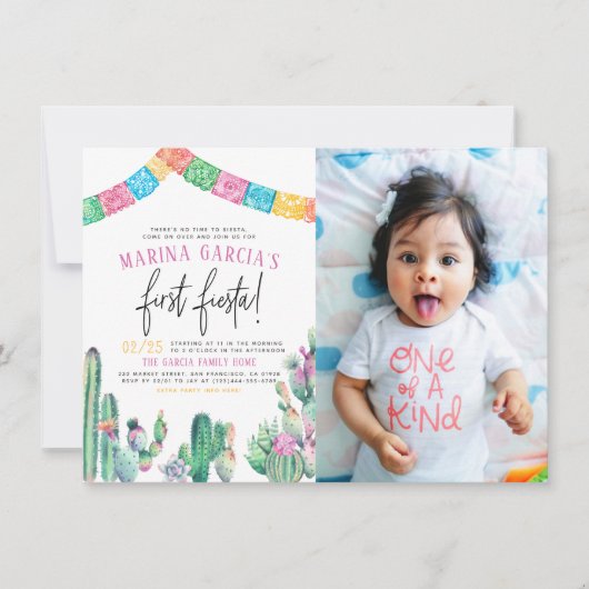 ファースト・フィエスタサボス多肉女誕生日写真 招待状 (正面)