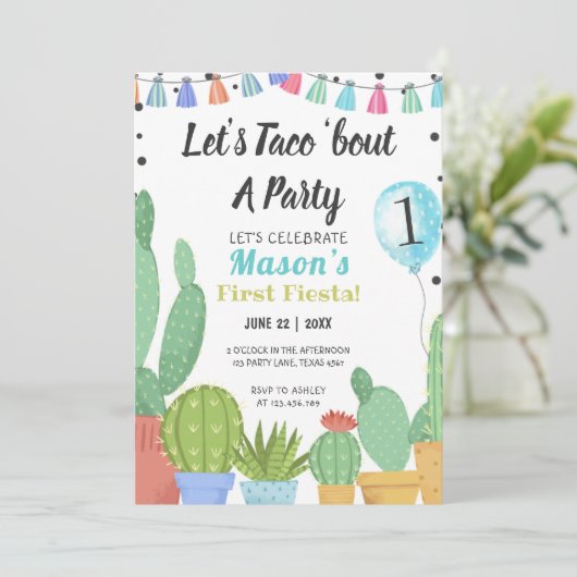 ファースト・フィエスタボーイタコバクサボクパーティー誕生日 招待状 (スタンド正面)