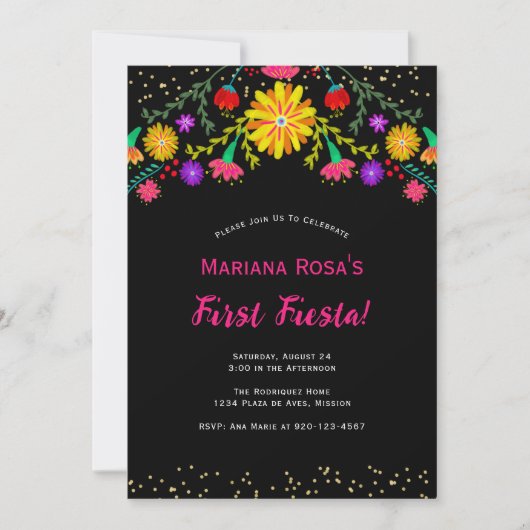 ファースト・フィエスタメキシコフローラ誕生日パーティー 招待状 (正面)