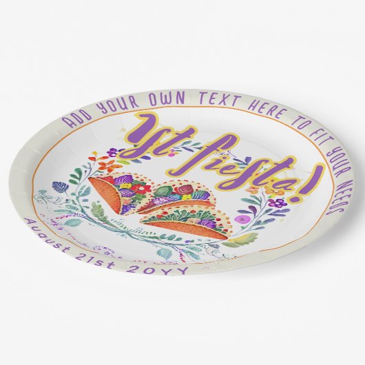 ファースト・フィエスタ1stタコス・フォーカルフラワー ペーパープレート (アングル)