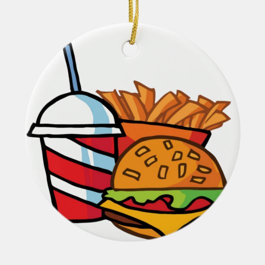 ファースト・フードのチーズバーガー セラミックオーナメント (正面)