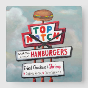 ファースト・フードの印 スクエア壁時計