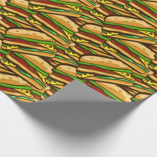 ファースト・フードの恋人のチーズハンバーガー|のパーソナライズな文字 ラッピングペーパー (角)