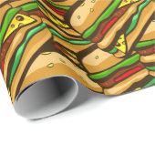 ファースト・フードの恋人のチーズハンバーガー|のパーソナライズな文字 ラッピングペーパー (ロールコーナー)