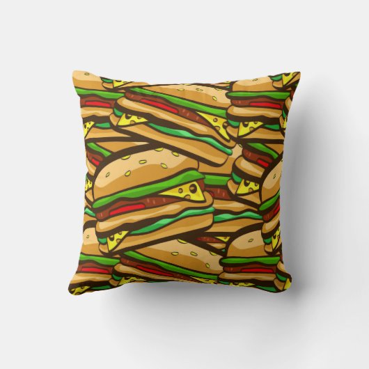 ファースト・フードの恋人のチーズハンバーガー|の油が多いダイナー クッション (裏面)