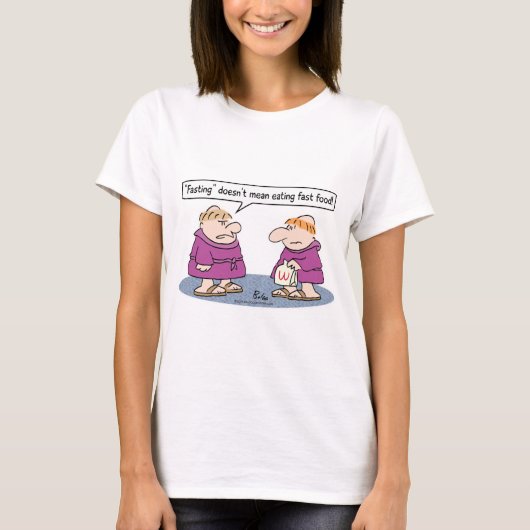 ファースト・フードの絶食の平均を食べている修道士 Tシャツ (正面)