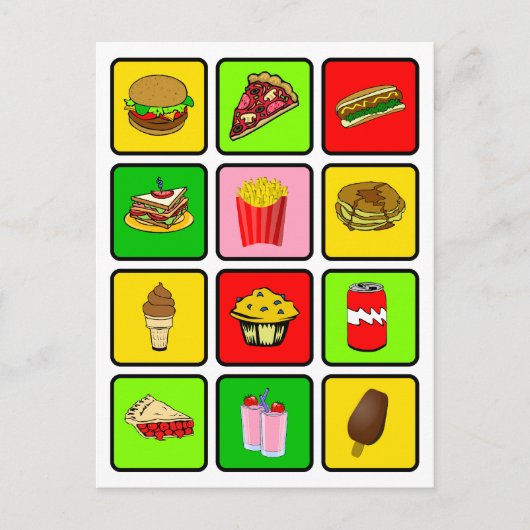 ファースト・フードの麻薬常習者の郵便はがき ポストカード (正面)