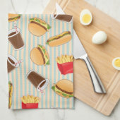 ファースト・フードパターン2 キッチンタオル (四つ折り)