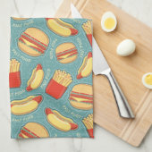 ファースト・フードパターン3 キッチンタオル (四つ折り)