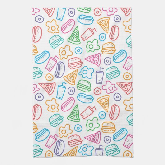 ファースト・フードパターン キッチンタオル (縦)