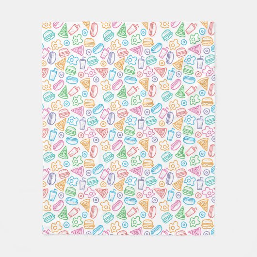 ファースト・フードパターン フリースブランケット (正面)