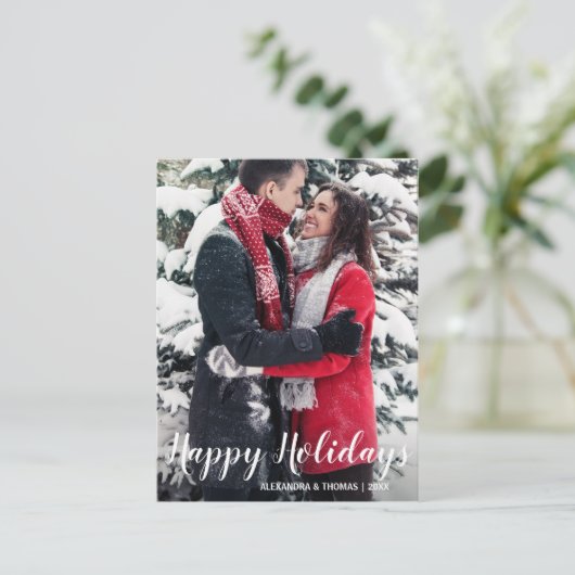 ファースト・ホリデークリスマスズ婚約したホワイト |写真 シーズンポストカード (スタンド正面)