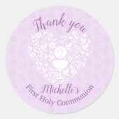 ファースト・ホリー・コミュニオンガール・ラベンダー ラウンドシール (正面)