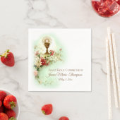 ファースト・ホリー・コミュニオンチャリスホスト花ヴィンテージ スタンダードカクテルナプキン (インサイチュ)