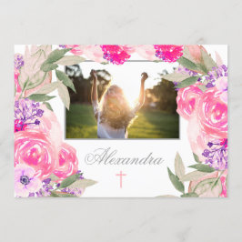 ファースト・ホリー・コミュニオンフォトフローラバラ招待状 招待状