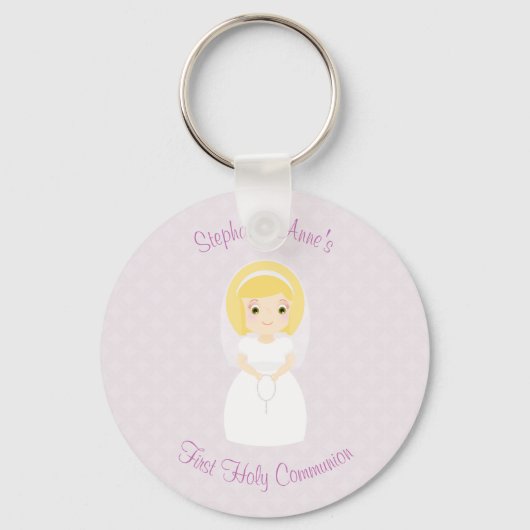 ファースト・ホリー・コミュニオンブロンド・ガール キーホルダー (正面)