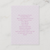 ファースト・ホリー・コミュニオンブロンド・ガール 名刺 (裏面)