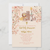 ファースト・ホリー・コミュニオンボホサファリ赤面ピンクパンパ 招待状 (正面)