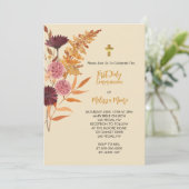 ファースト・ホリー・コミュニオン秋ボホ素朴フラワー 招待状 (スタンド正面)