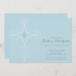 ファースト·ホリー·コミュニオン·招待状クロス、イニシャル 招待状