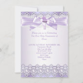 ファースト・ホーリー・コミュニオンガールズ薄紫ラベンダーパープル 招待状 (裏面)