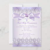 ファースト・ホーリー・コミュニオンガールズ薄紫ラベンダーパープル 招待状 (正面)