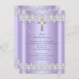 ファースト・ホーリー・コミュニオンファースト・ガールズ・クロス・ラベンダーレース 招待状