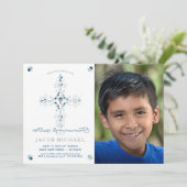 ファースト・ホーリー・コミュニオンフォト招待状ボーイ招待状 招待状 (スタンド正面)