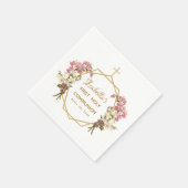 ファースト・ホーリー・コミュニオン・フローラ・金ゴールド・オーキンス・クロス スタンダードカクテルナプキン (角)