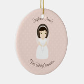ファースト·ホーリー·コミュニオン·ブルネット·ガール セラミックオーナメント (右)
