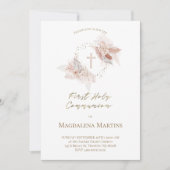 ファースト ホーリー コミュニオン ボヘミアンフラワー 招待状 (正面)