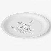 ファースト ホーリー コミュニオン 現代的なシルバー スクリプト ペーパープレート (アングル)