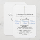 ファースト・ホーリー・コミュニオン 青い三つ子  招待状 (正面/裏面)