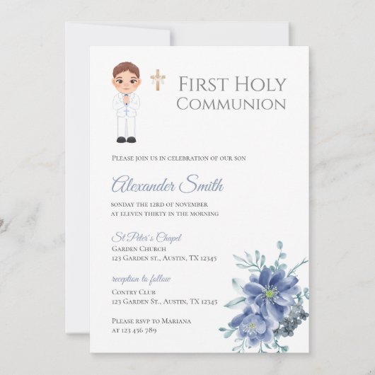 ファースト・ホーリー・ボーイ・コミュニオン招待状 招待状 (正面)