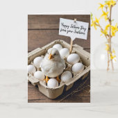 ファースト・ボーンの父の日の鶏 カード (黄色い花)