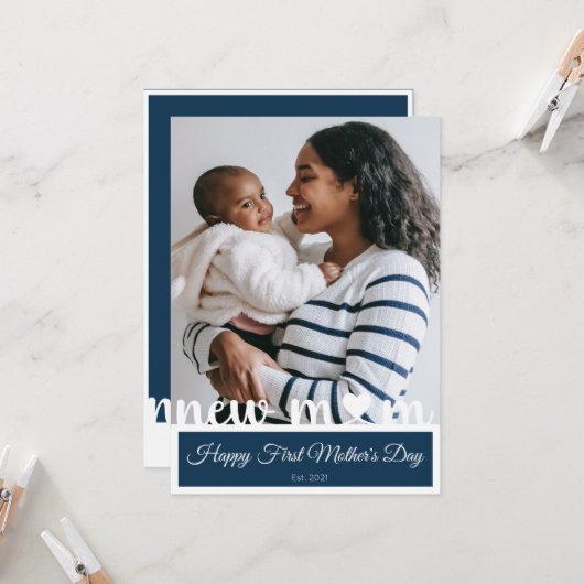 ファースト・マザーズデイ新しいママ写真 カード (正面/裏面インサイチュ)