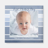 ファースト・マザーズデイ青ストライプのベビーフォトマグネット マグネット (正面)