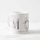 ファースト・マザーズデイ・ボタニカル・レターズ・赤面・ピンク コーヒーマグカップ (正面左)