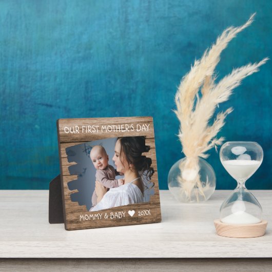ファースト・マザーズ・デイ新しいママベビー写真Keepsake Wood フォトプラーク (インサイチュ)