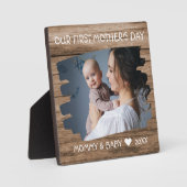 ファースト・マザーズ・デイ新しいママベビー写真Keepsake Wood フォトプラーク (正面)