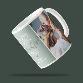 ファースト・マザーズ・デイ2フォトグリーン コーヒーマグカップ