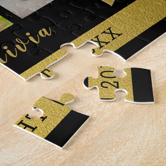 ファースト・マザーズ・デイ3フォトコラージュ黒金ゴールド ジグソーパズル (側面)