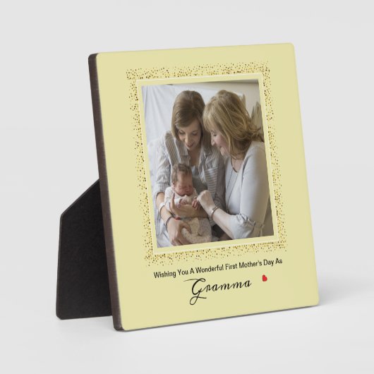ファースト・マザーデイグリッター紙吹雪おばあちゃん写真 フォトプラーク (正面)