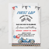 ファースト ラップ、1歳の誕生日 招待状 (正面)