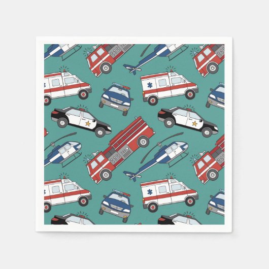 ファースト・レスポンダー医療緊急誕生日 スタンダードカクテルナプキン (正面)