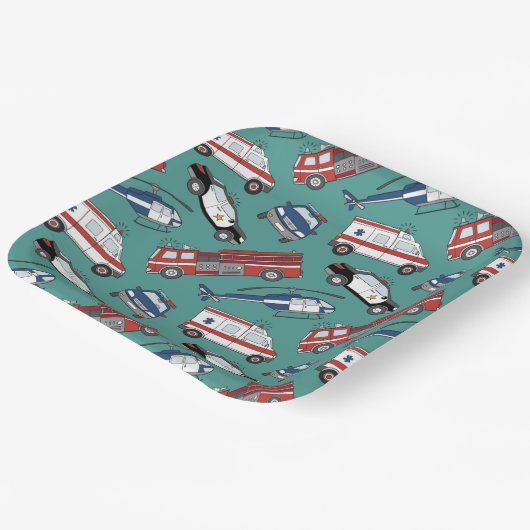 ファースト・レスポンダー医療緊急誕生日 ペーパープレート (傾斜あり)