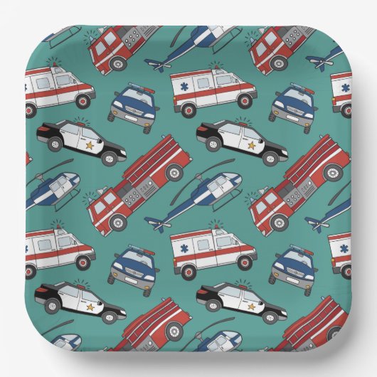 ファースト・レスポンダー医療緊急誕生日 ペーパープレート (正面)