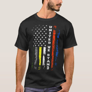 ファースト・レスポンダー細線シャツ愛国アメリカ人 Tシャツ