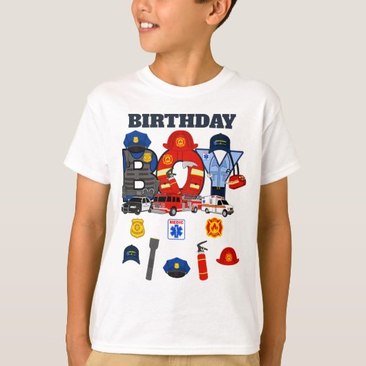 ファースト・レスポンダー誕生日ボーイ |緊急 Tシャツ (正面)